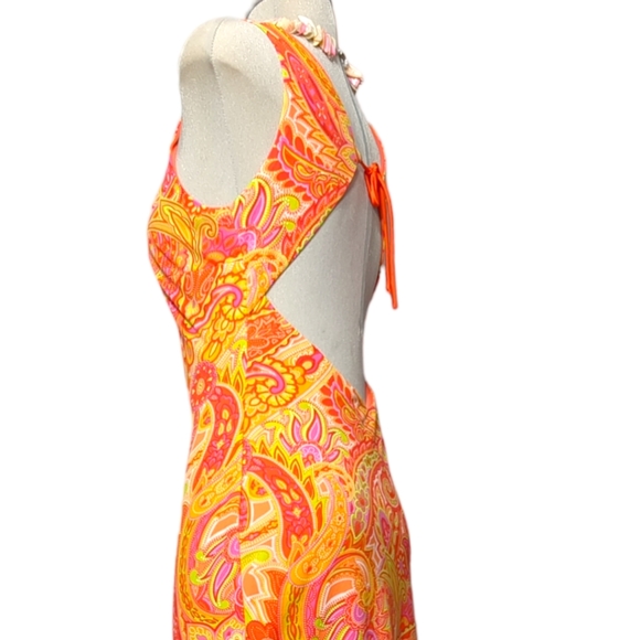 Scene SIZE 4 orange made in Canada maxi dress paisley pattern - Picture 9 of 14